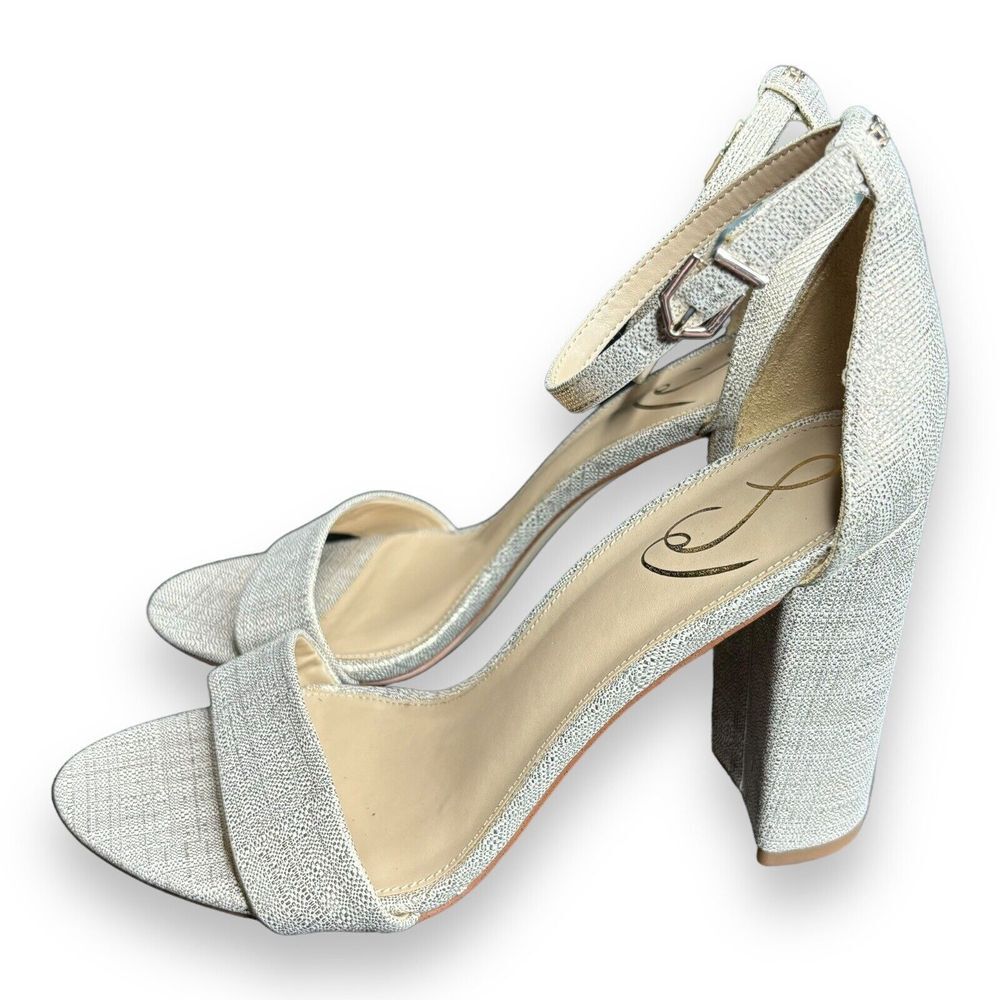 Sam Edelman Yaro Heels Women's size 10.5 Pewter Metallic Strappy Sandal